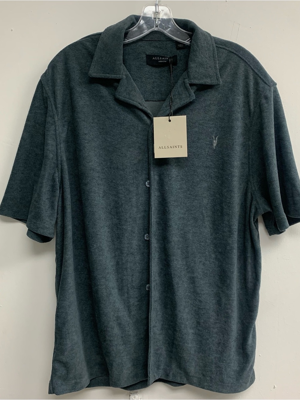 AllSaints Men's Charcoal Short-Sleeve Button-Down Shirt